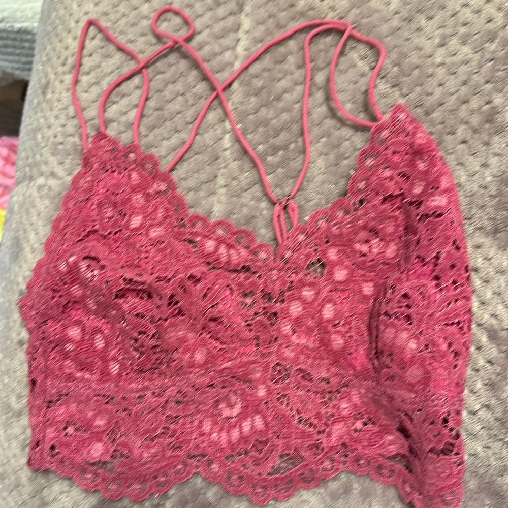 NWT Free People Celine Bralette Pink Lace